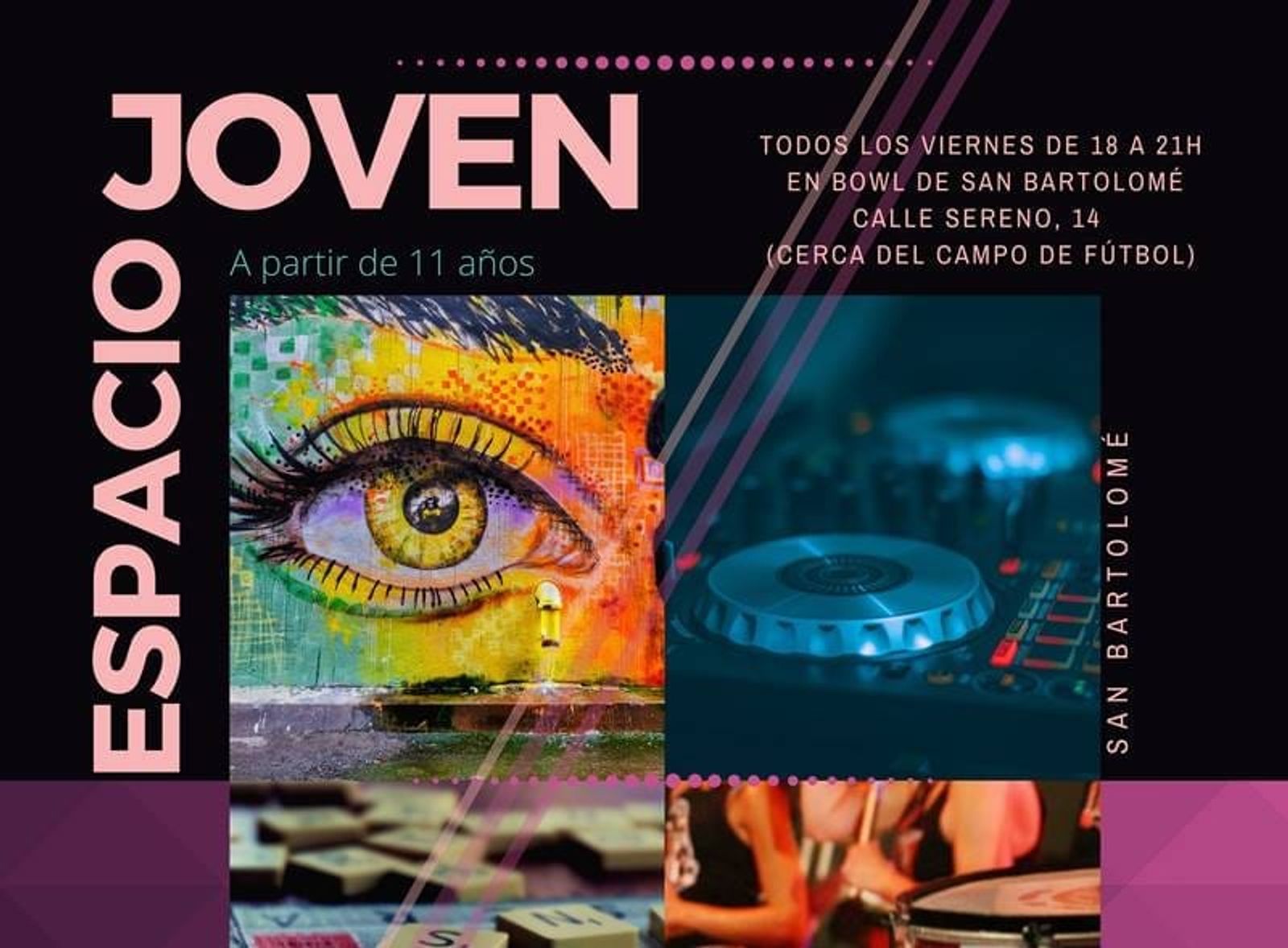 El Espacio Joven este viernes, punto de encuentro para realizar actividades juveniles en San Bartolomé