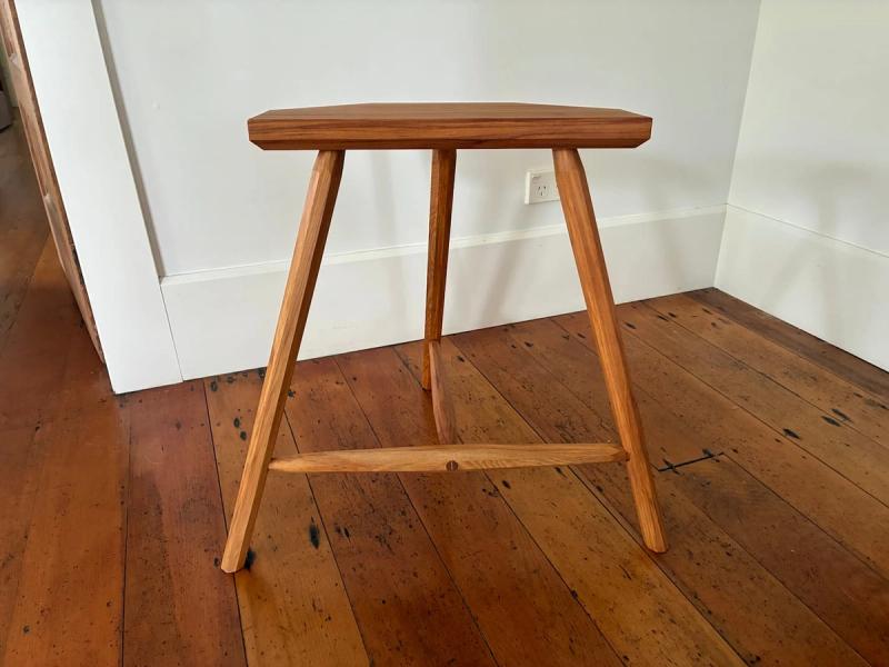 A bar stool in Rimu from reclaimed joists