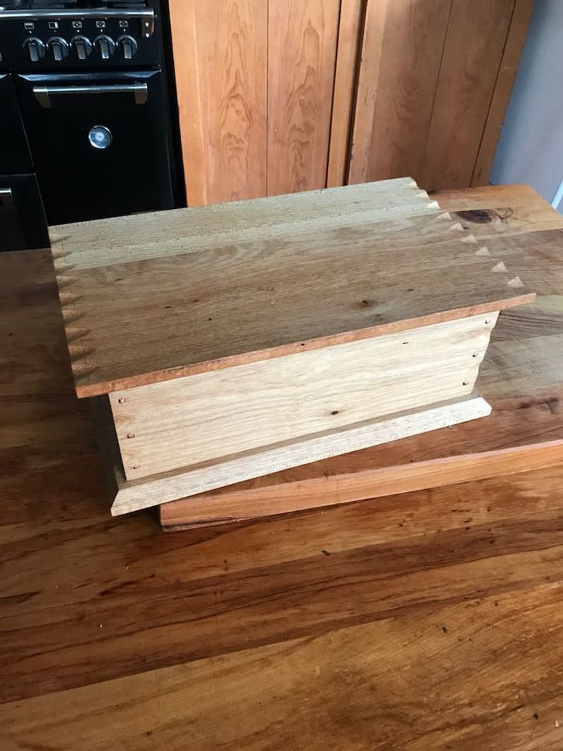 A simple oak box from reclaimed 1940s furniture