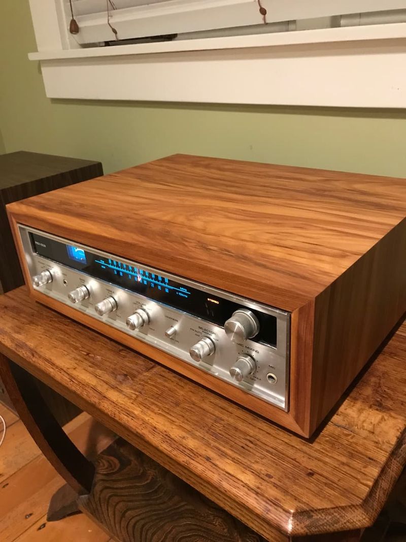 Wrap around enclosure for vintage Pioneer Receiver using reclaimed Rimu