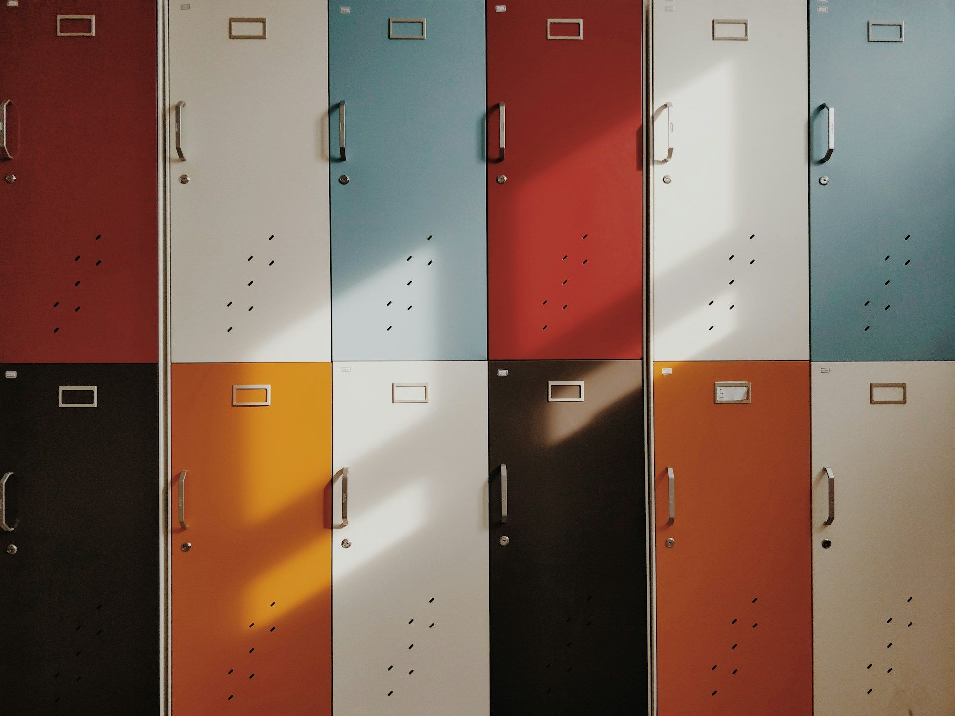 brighty colored lockers