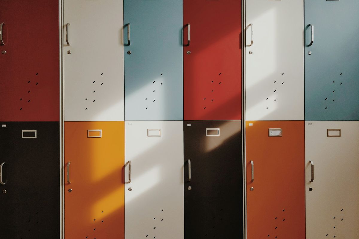 brighty colored lockers