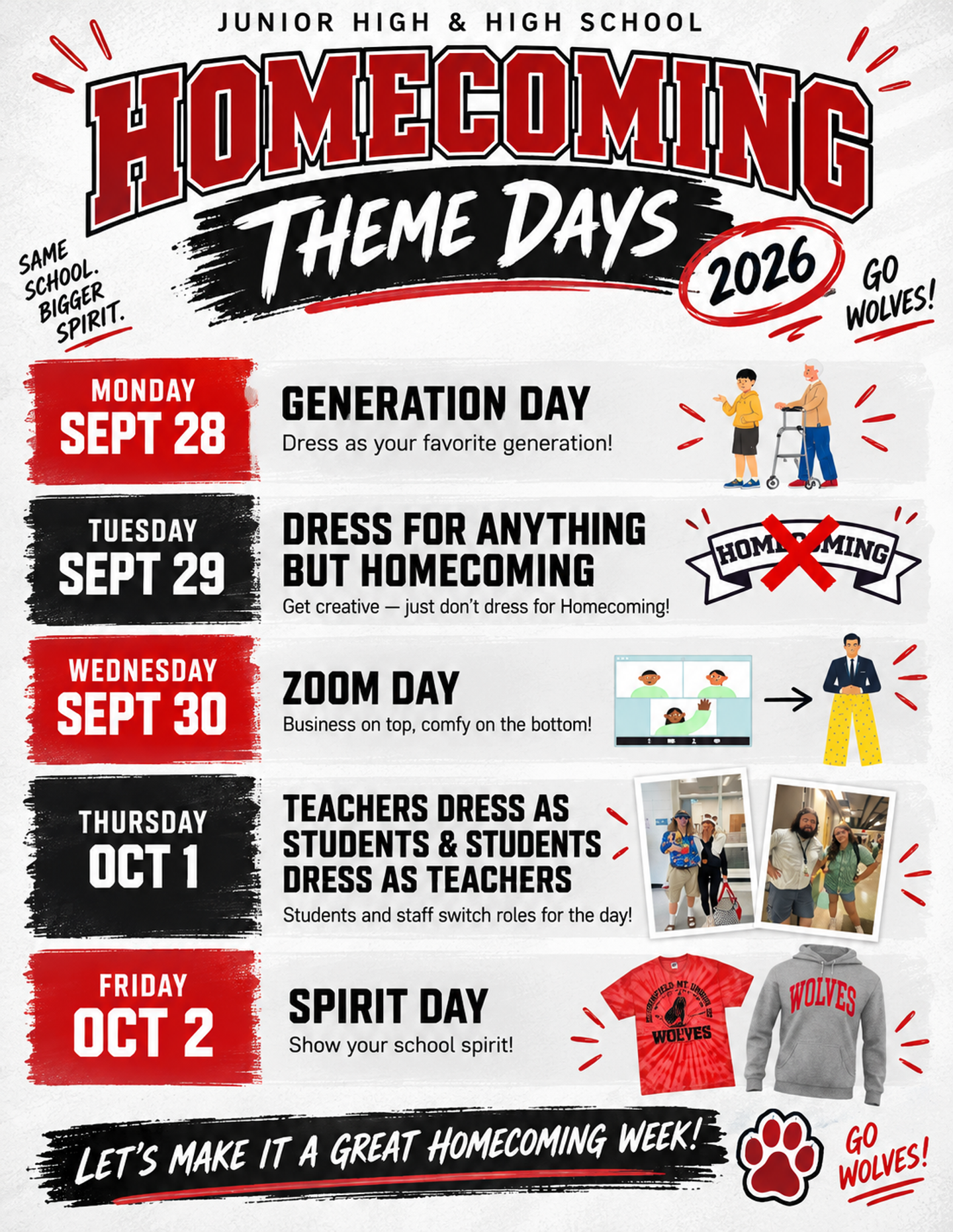 Homecoming 2026 Theme Days