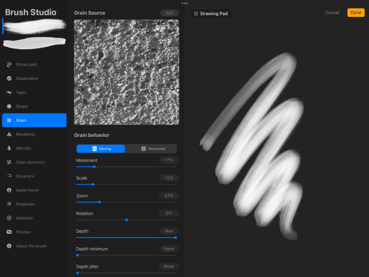 Brush Studio Settings — Procreate Handbook