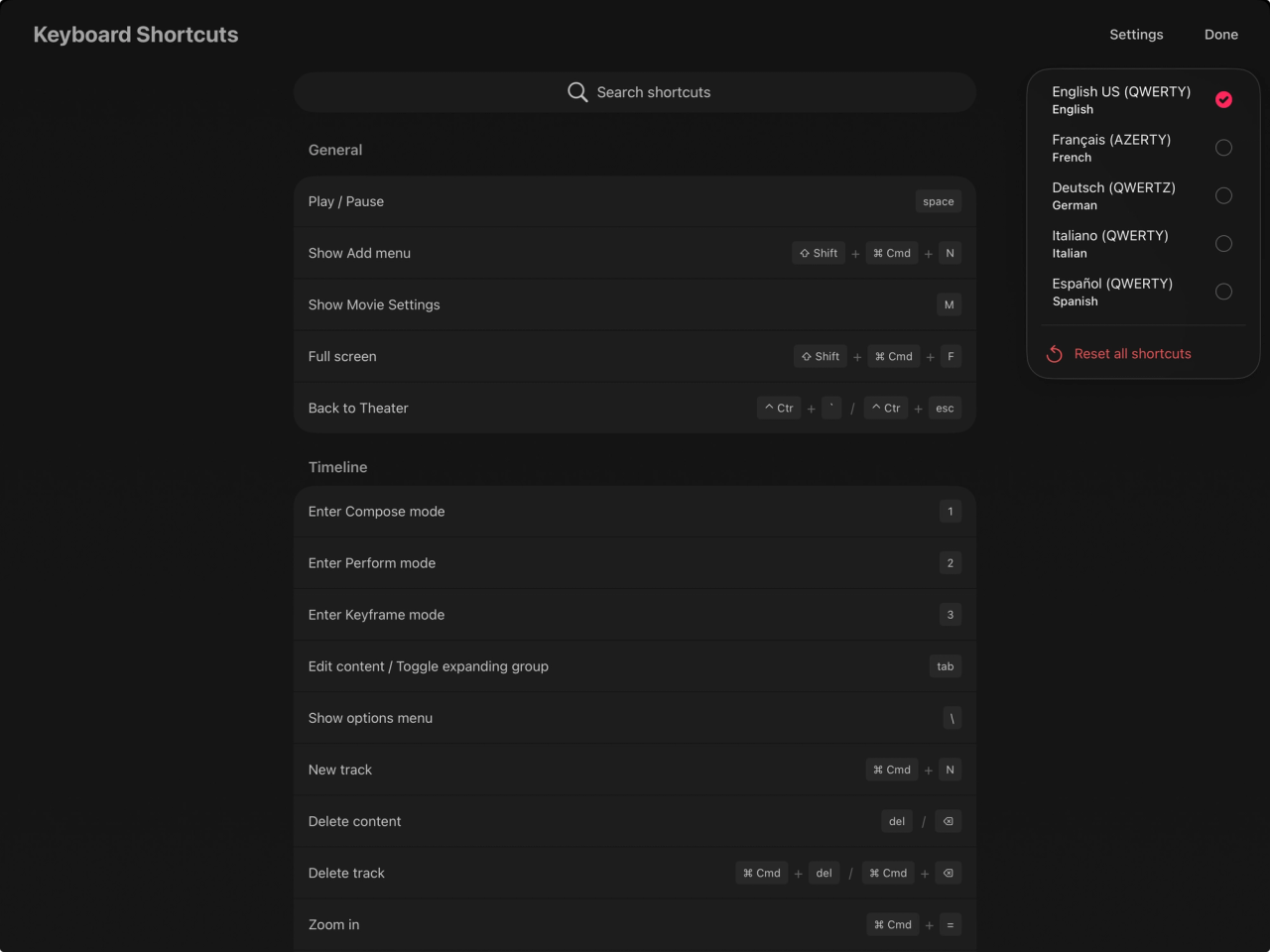 Keyboard shortcuts — Procreate Dreams Handbook