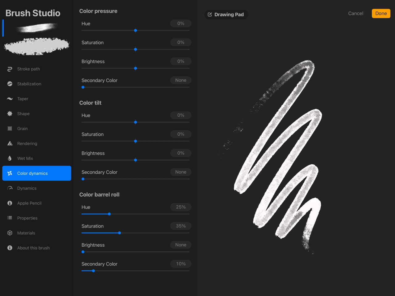 Brush Studio Settings — Procreate Handbook