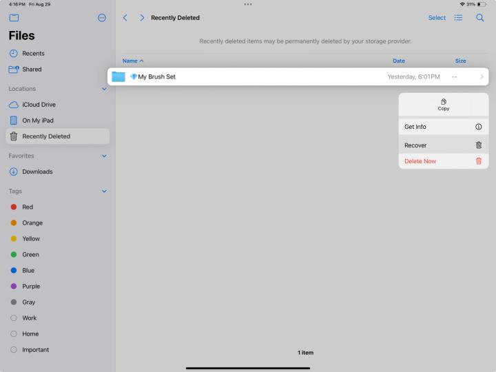 How can I recover deleted brushes? — Procreate for iPad Help Center