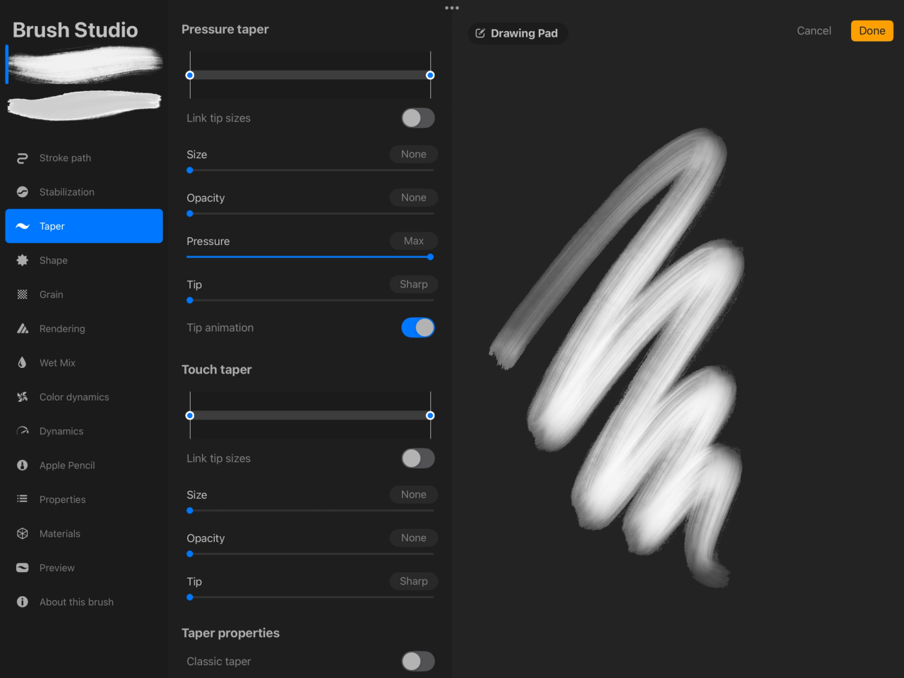 Brush Studio Settings — Procreate Handbook