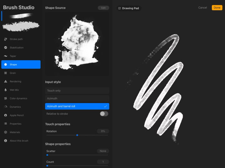 Brush Studio Settings — Procreate Handbook