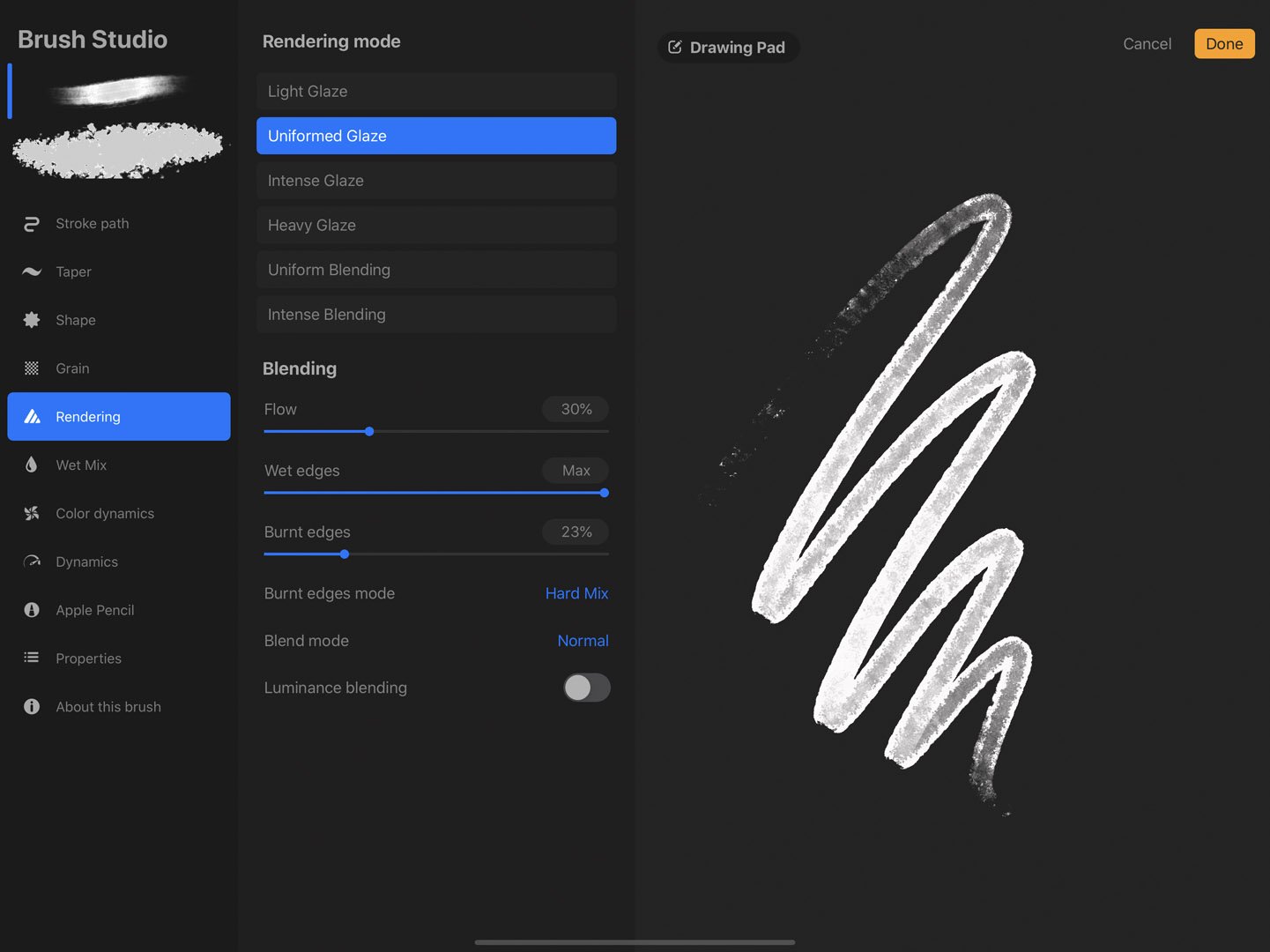 Brush Studio Settings — Procreate Handbook