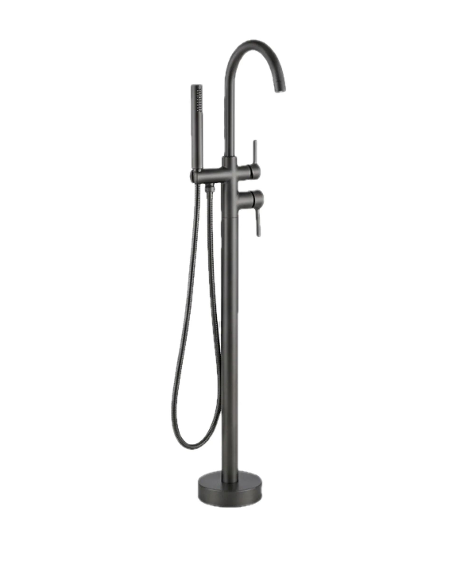 Grifería alta para bañera exenta, negro matte, vista 3/4