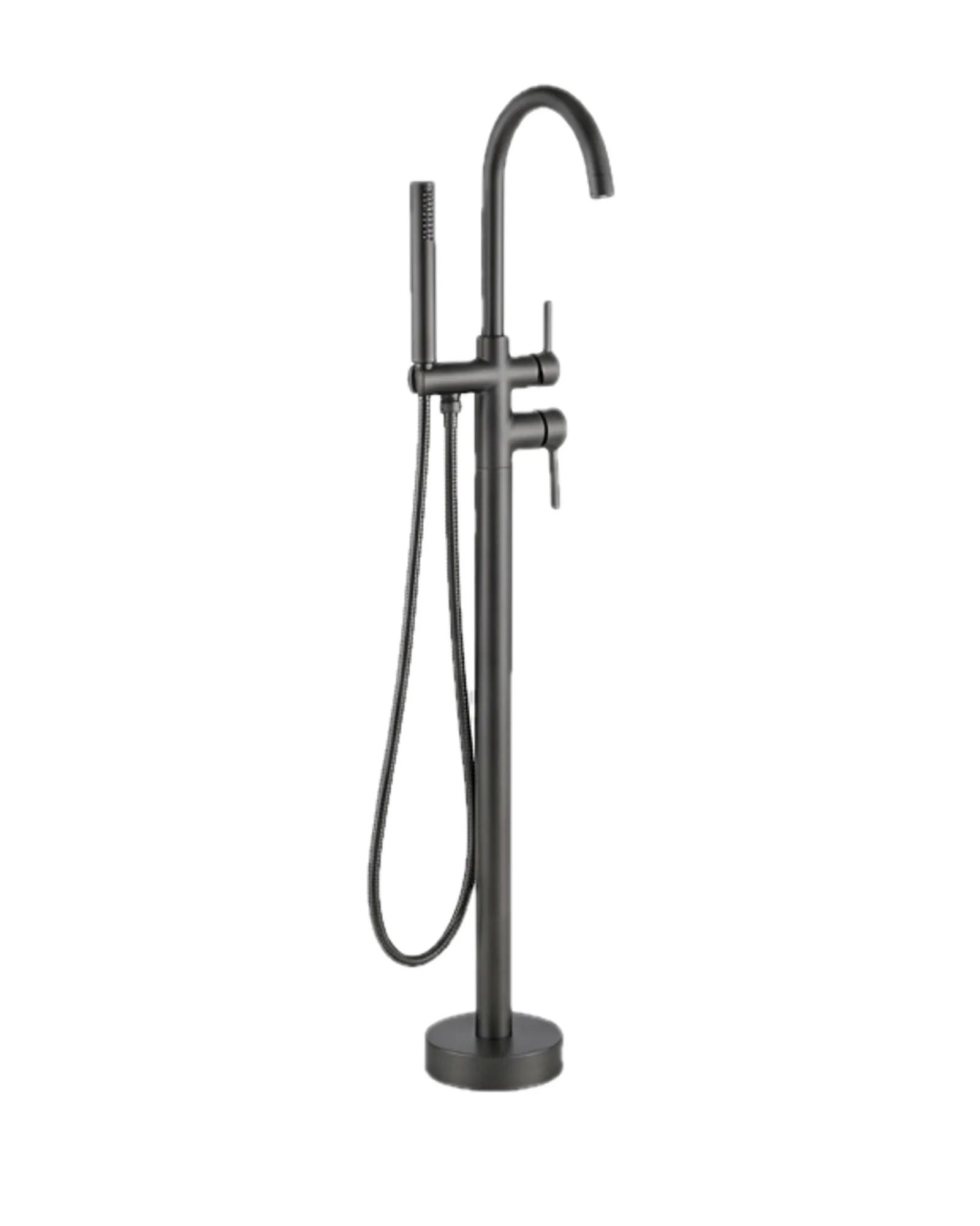 Grifería alta para bañera exenta, negro matte, vista 3/4