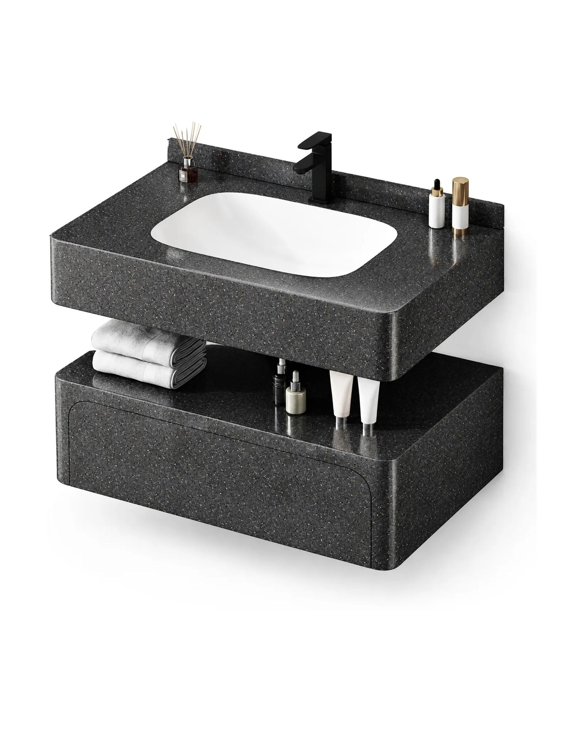 Mueble RACKM-BW Negro y Blanco, vista 3/4