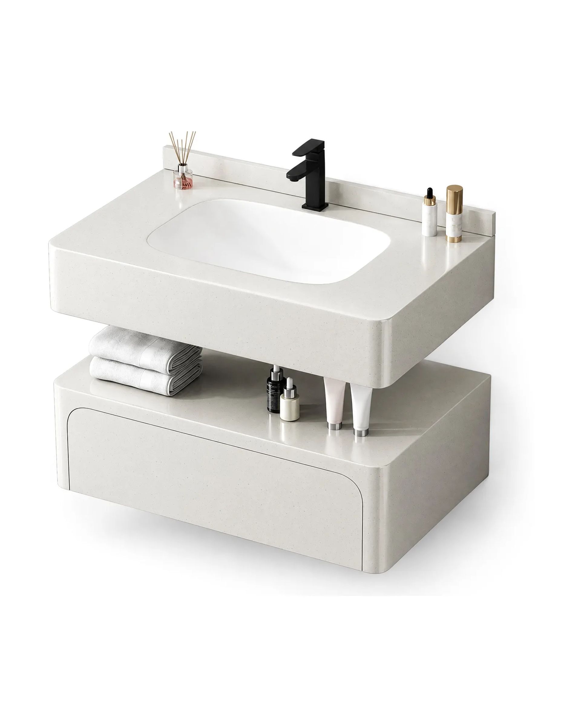 Mueble RACKM-CR Crema, vista 3/4