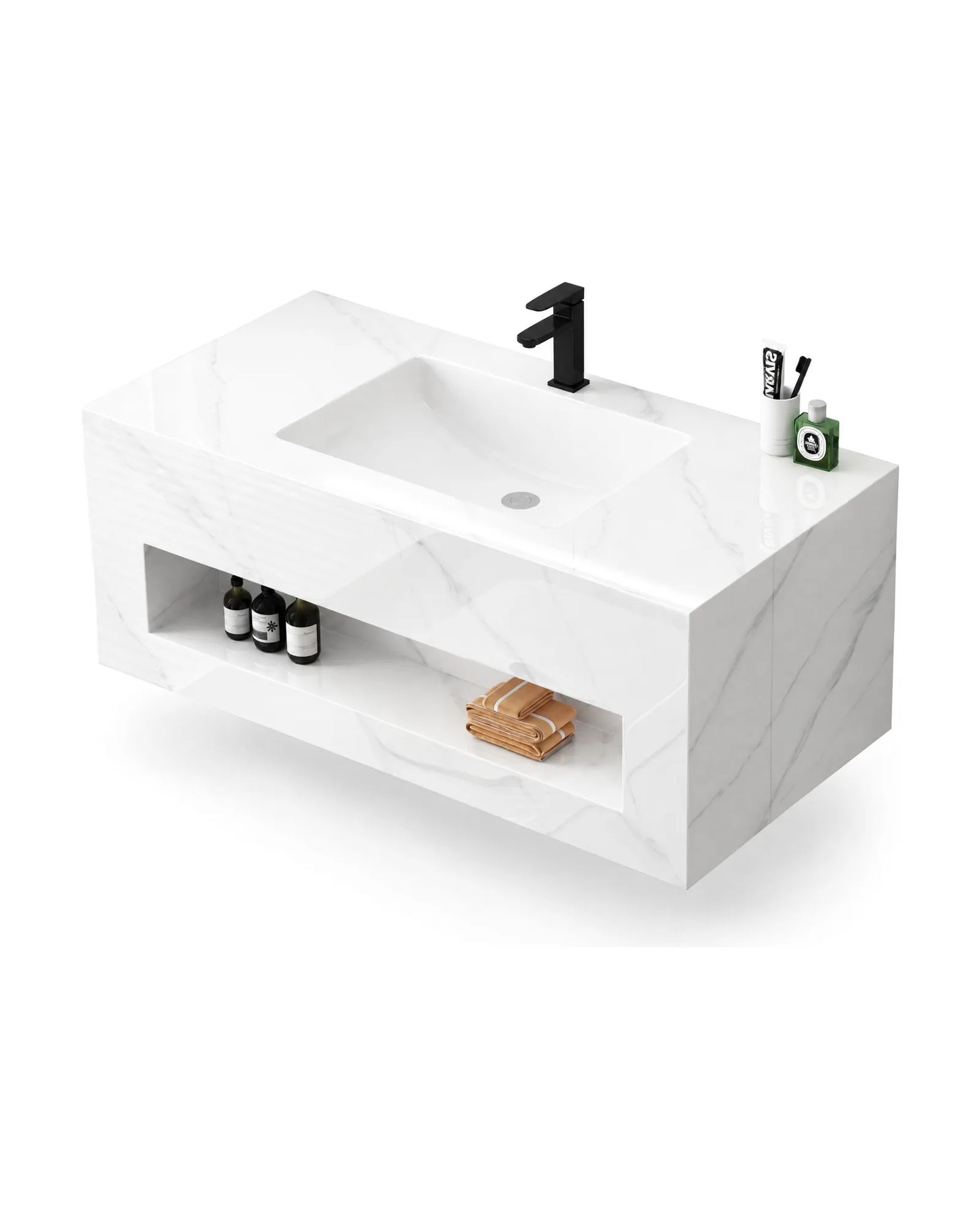 Mueble BEAM60C White Calacatta pulido, vista 3/4
