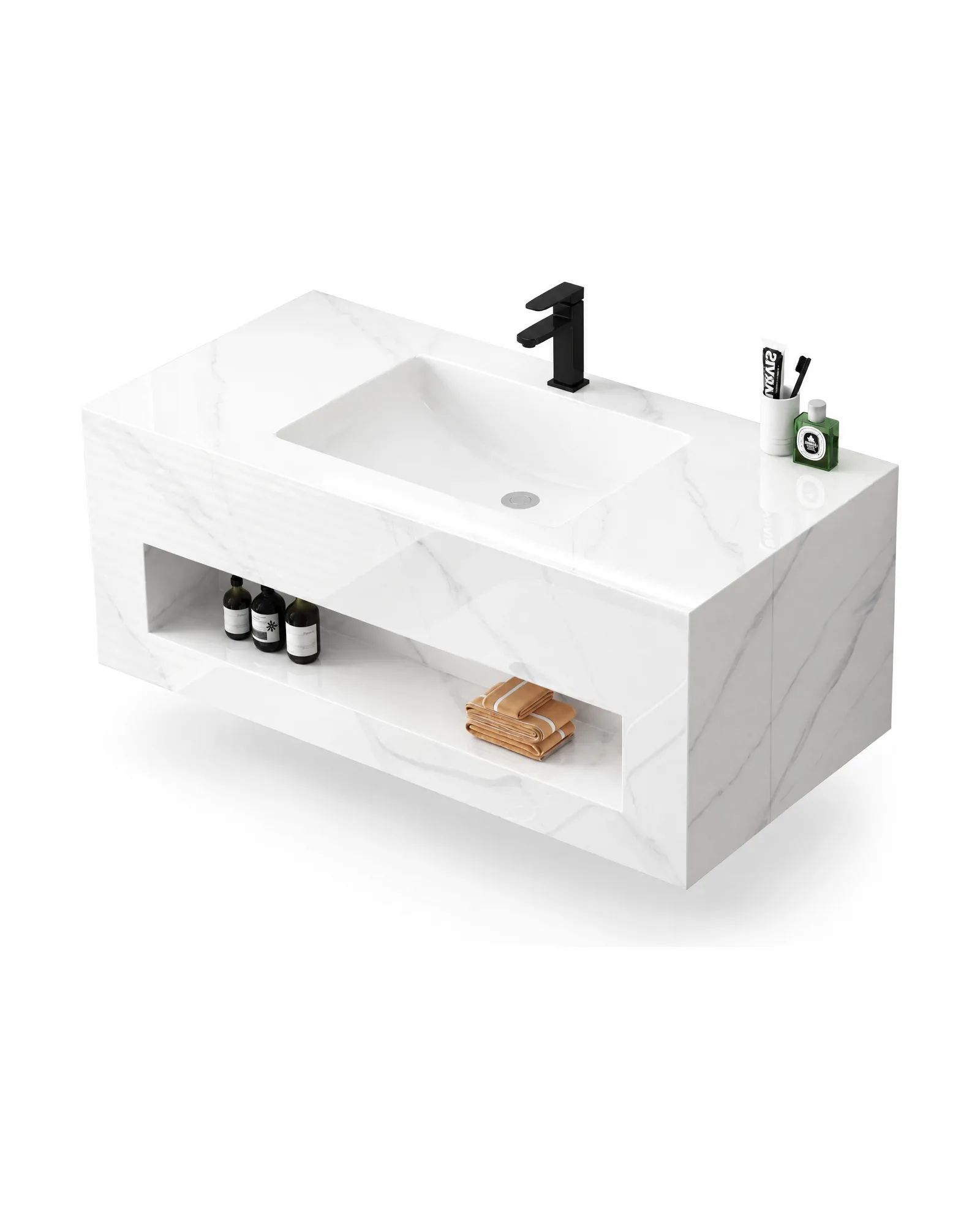 Mueble BEAM60C White Calacatta pulido, vista 3/4