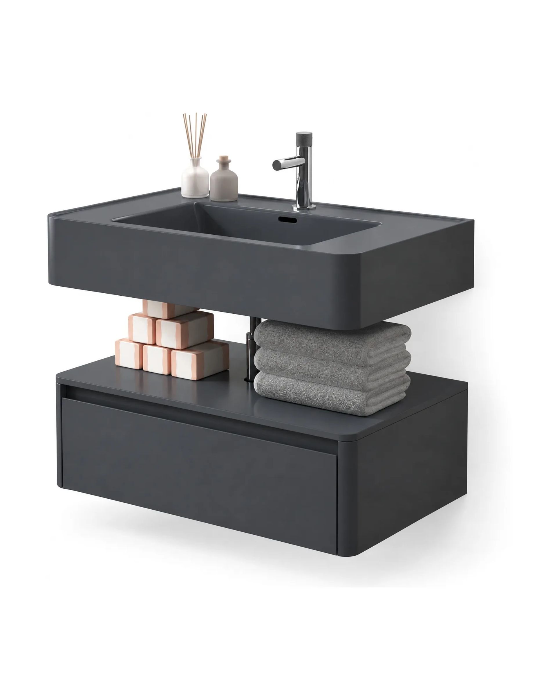 Mueble RACK-AS-BM Negro Matte, vista 3/4