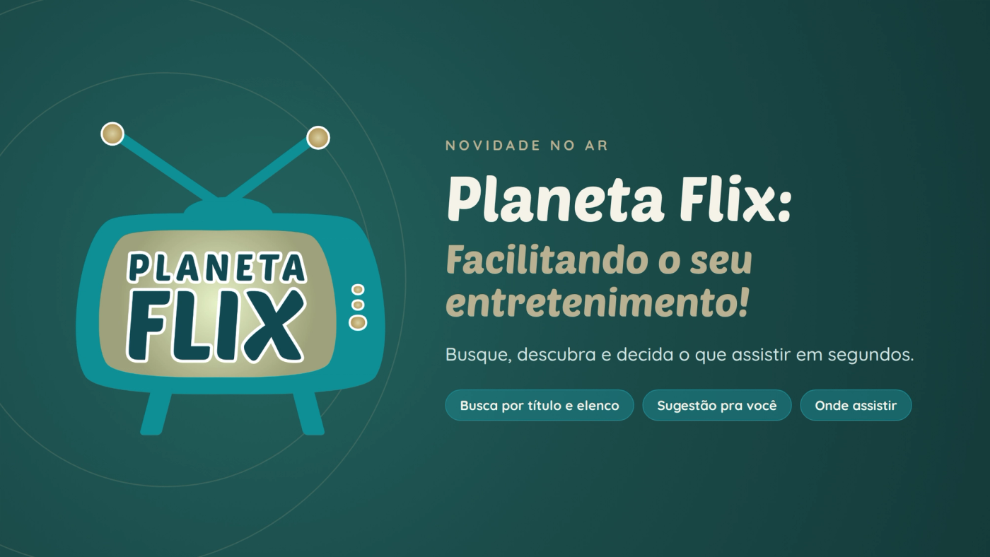 Capa do Planeta Flix com o logo em TV retrô e o título "Facilitando o seu entretenimento!".