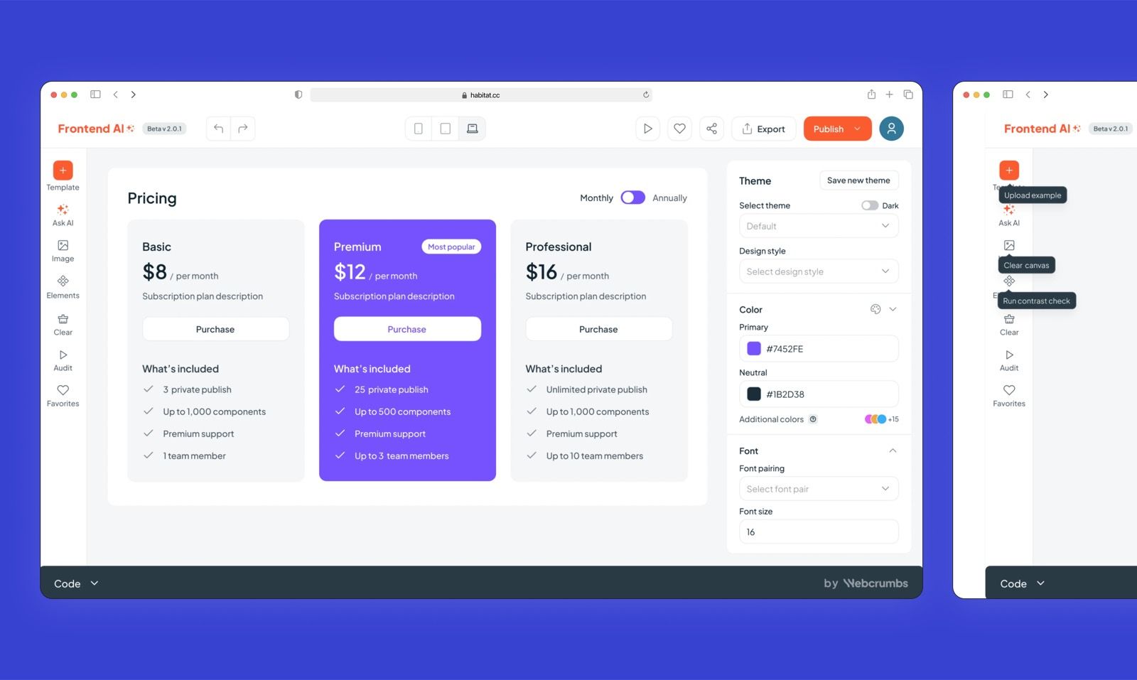 Frontend AI interface designed by Eleken