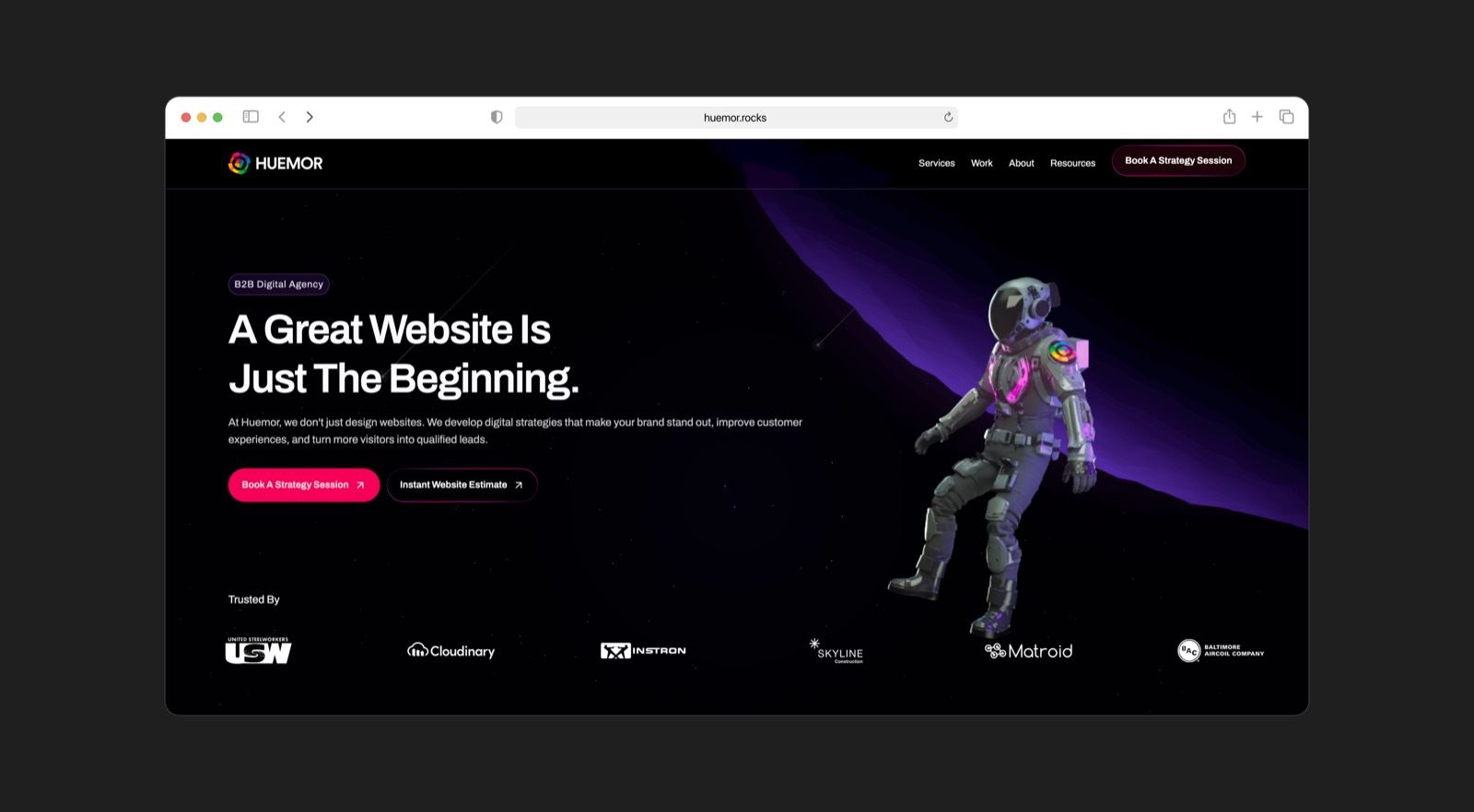 Huemor SaaS website design agency