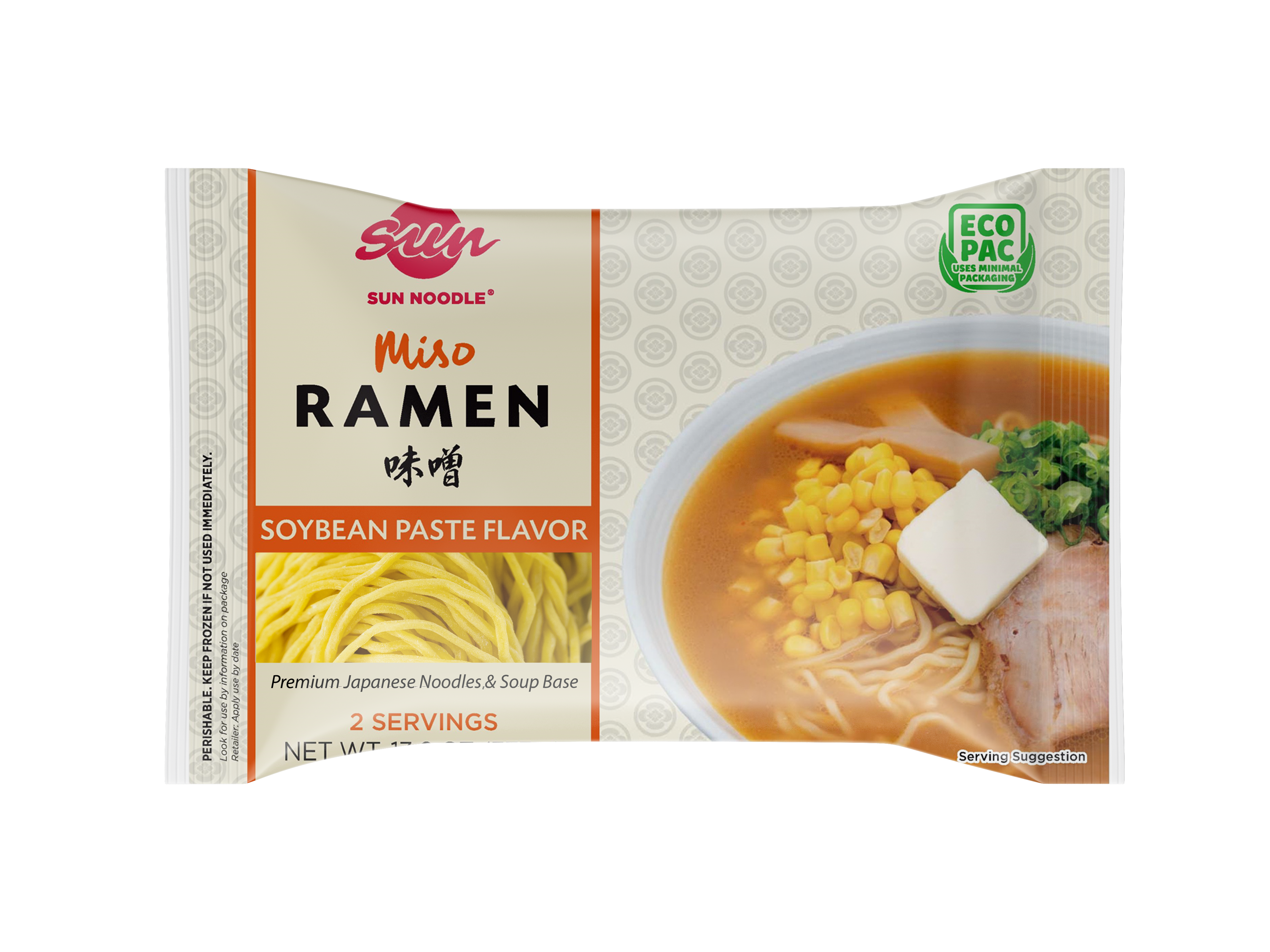 Front view of the miso ramen product on a transparent background.