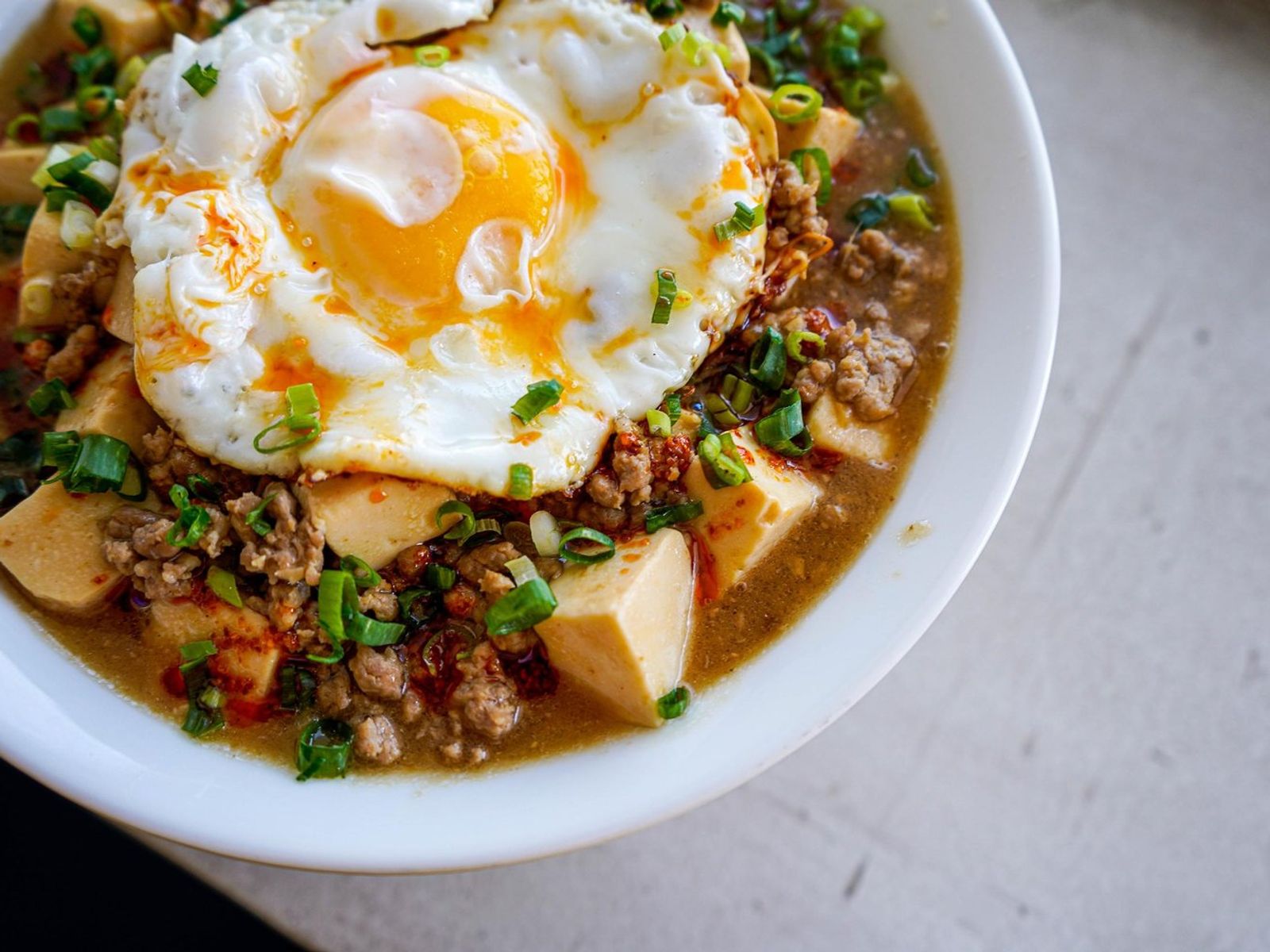 Mabo Tofu Mazemen on a bowl