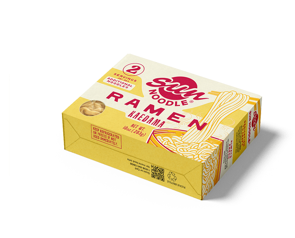 Angled view of the Kaedama ramen product on a transparent background