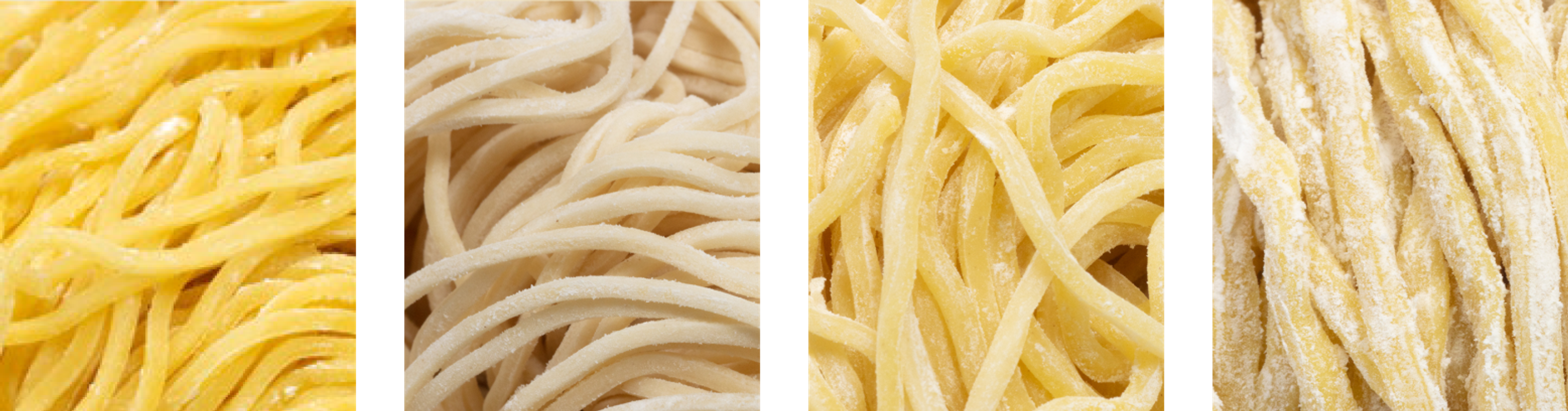 Images showing the different types of noodles