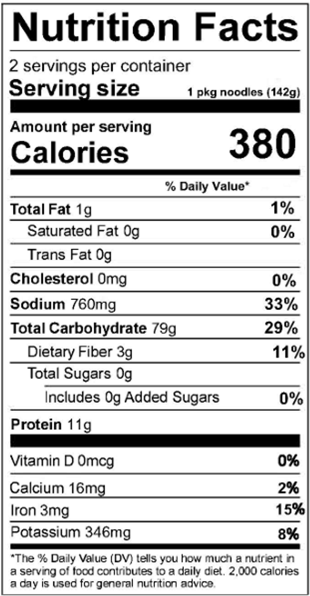 Image of the nutrition facts for Kaedama #22