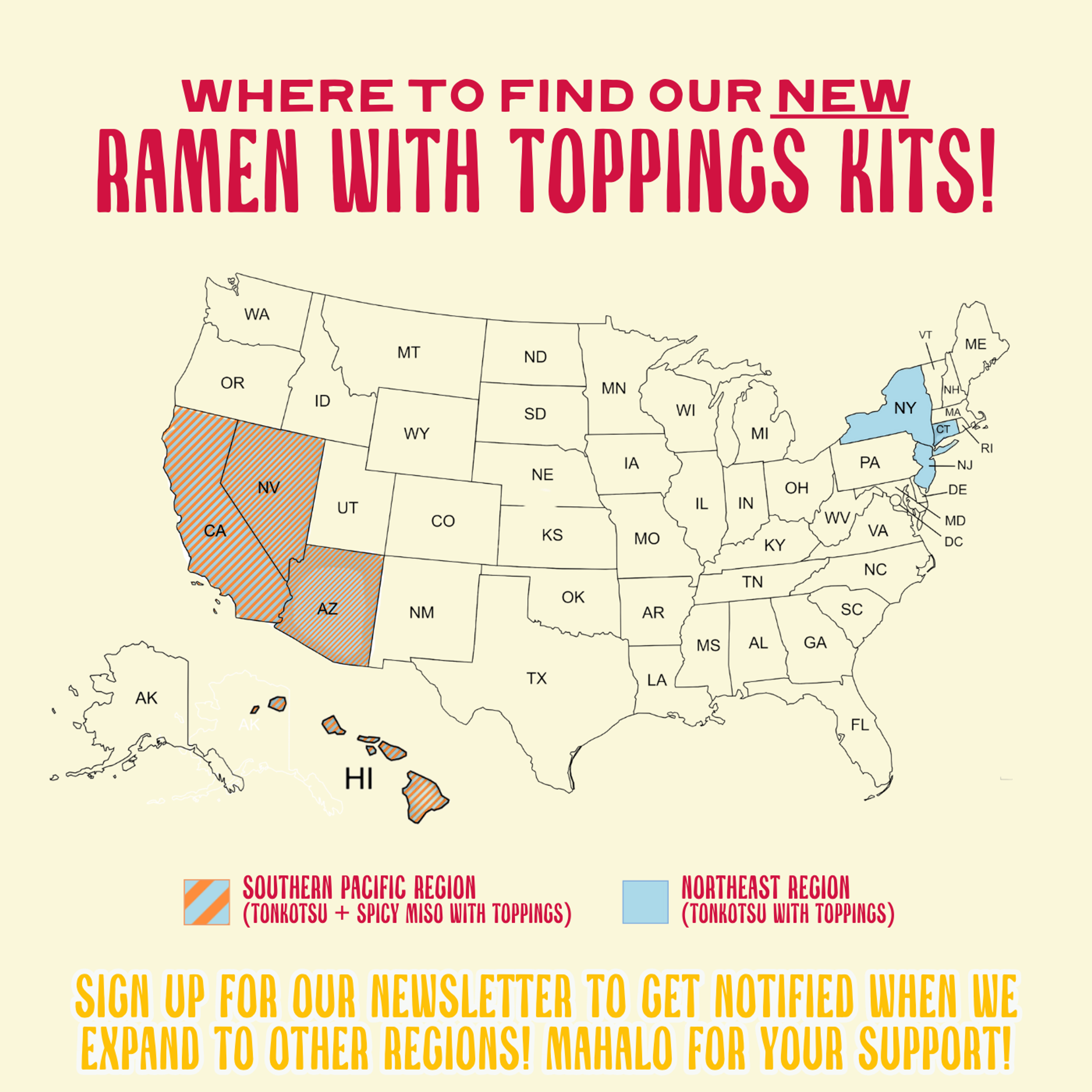 Map of where to find new ramen kits