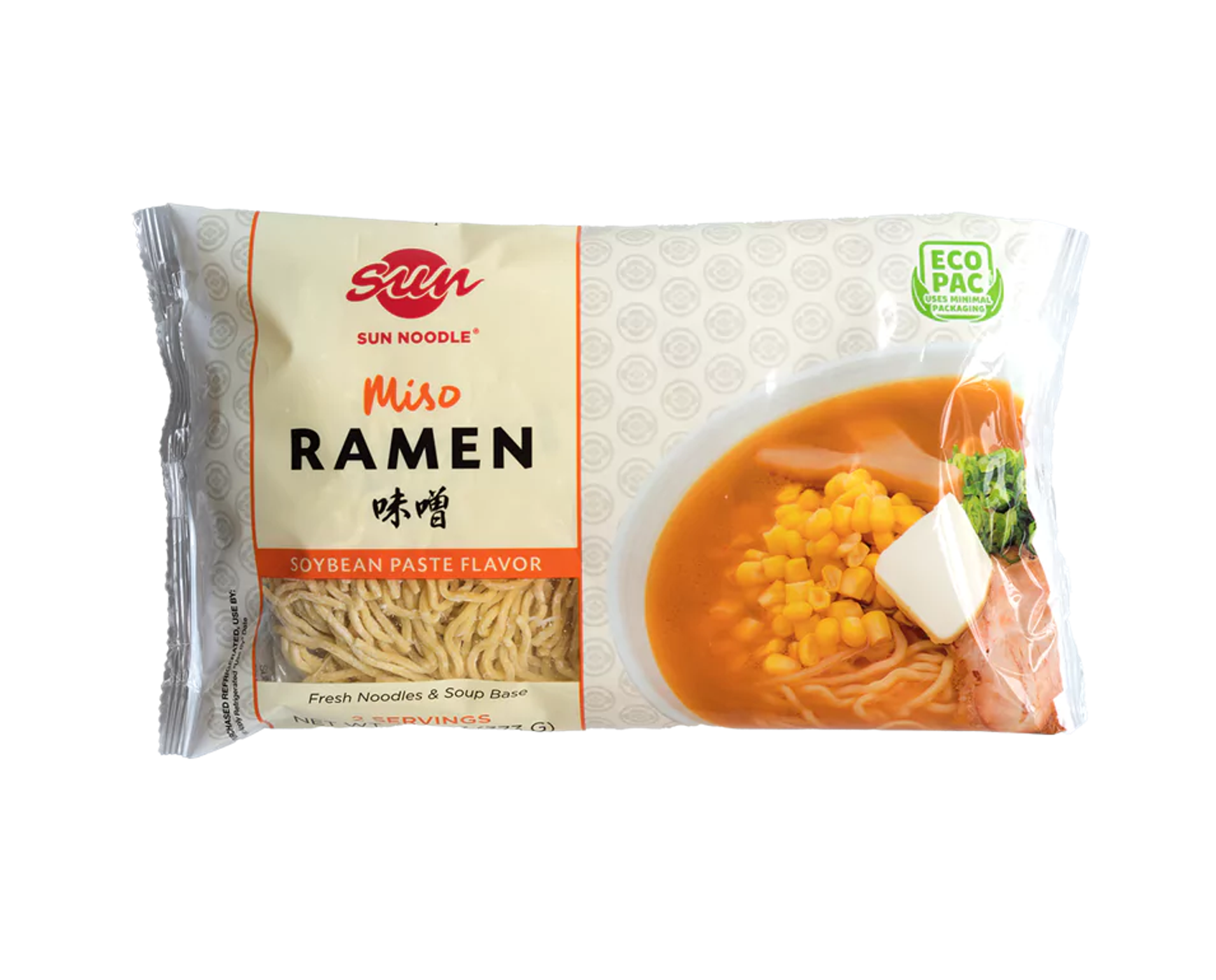 Front view of the miso ramen product on a transparent background.