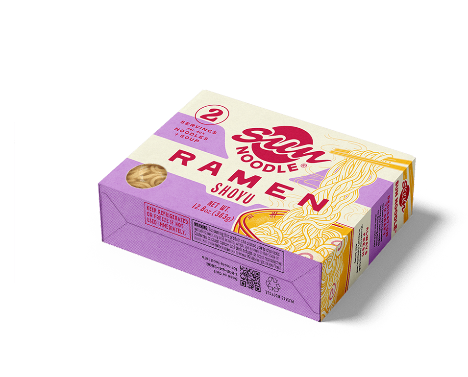 Angled view of the Shoyu ramen product on a transparent background
