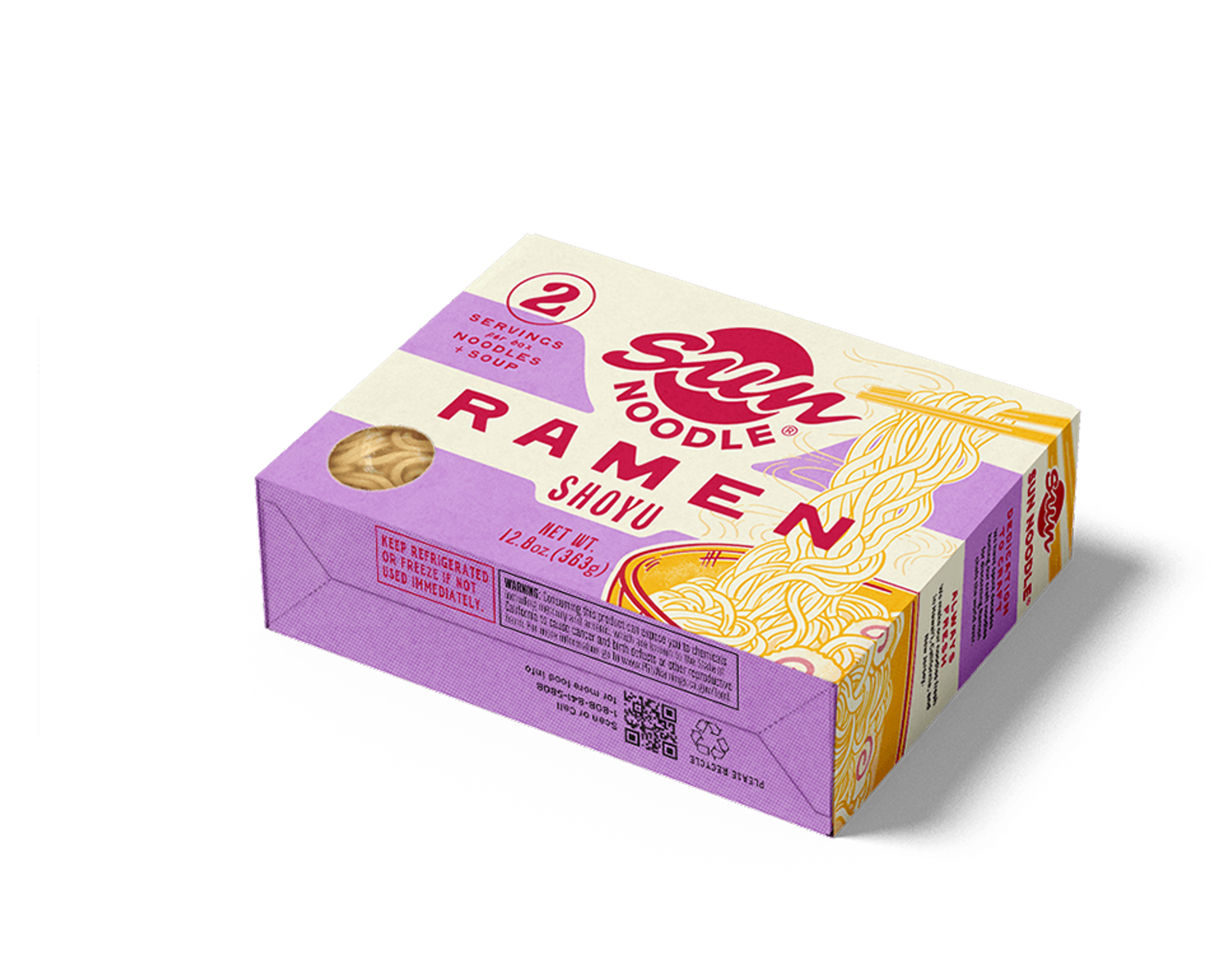 Angled view of the Shoyu ramen product on a transparent background