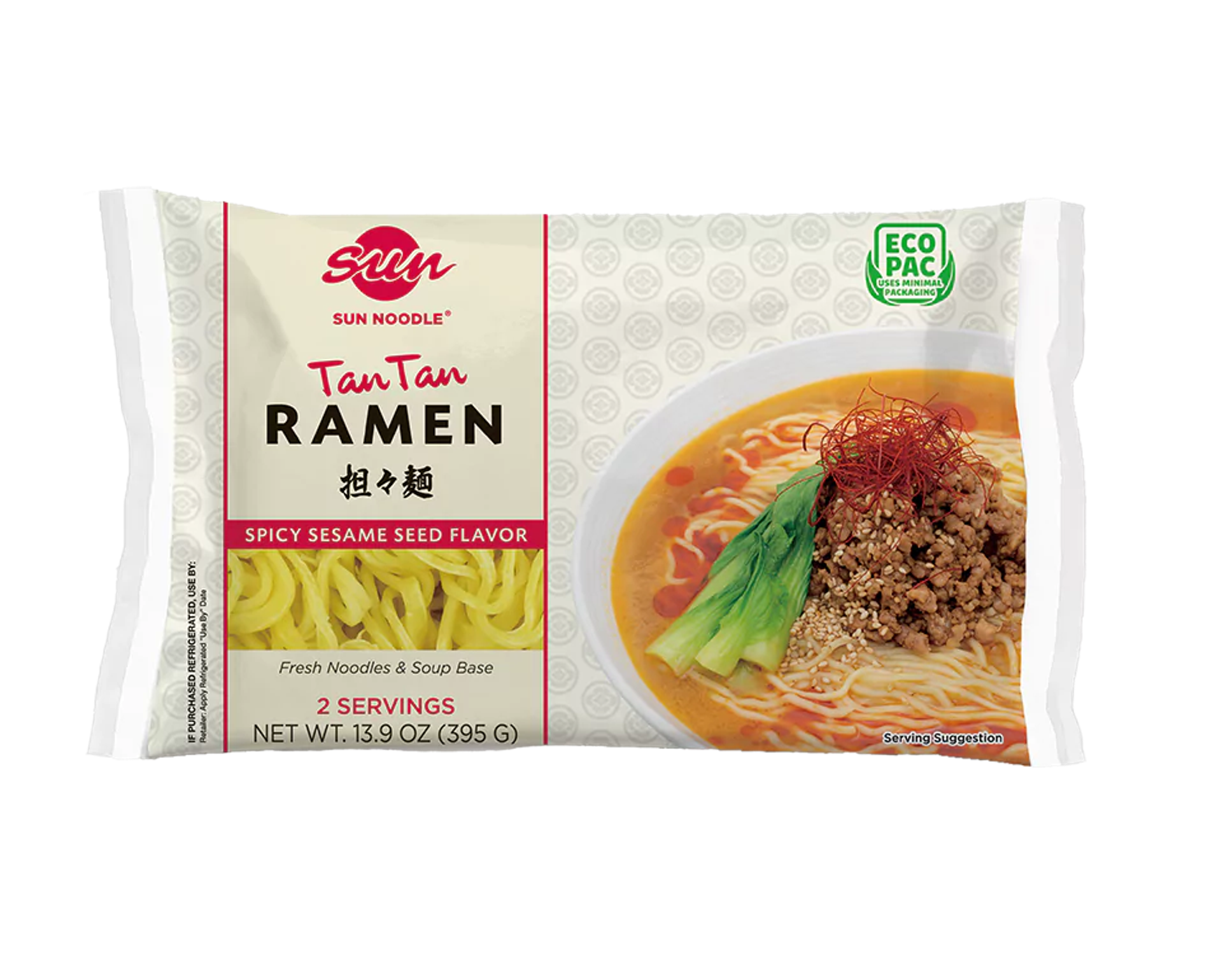 Front view of the tan tan ramen product on a transparent background