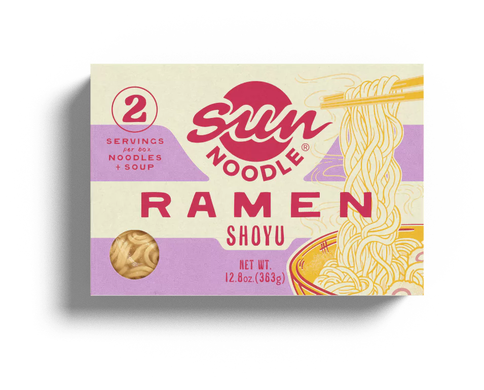Front view of the Shoyu ramen product on a transparent background