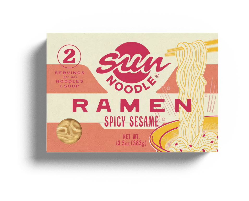 Front view of the Spicy Sesame ramen product on a transparent background