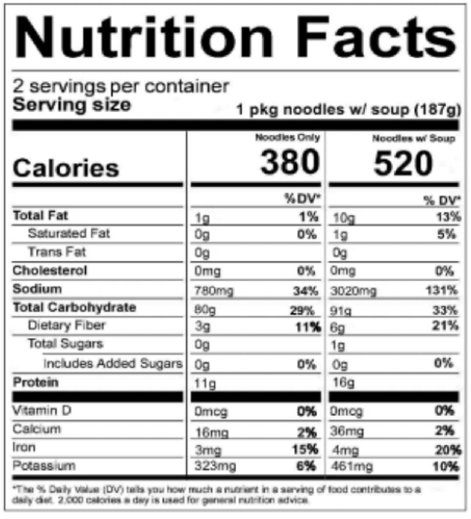 Image of the nutrition facts for Miso ramen kit