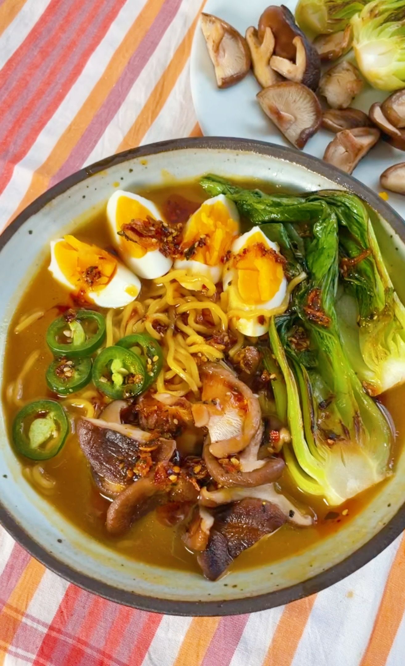 Finished dish of Butternut Curry Miso Ramen 