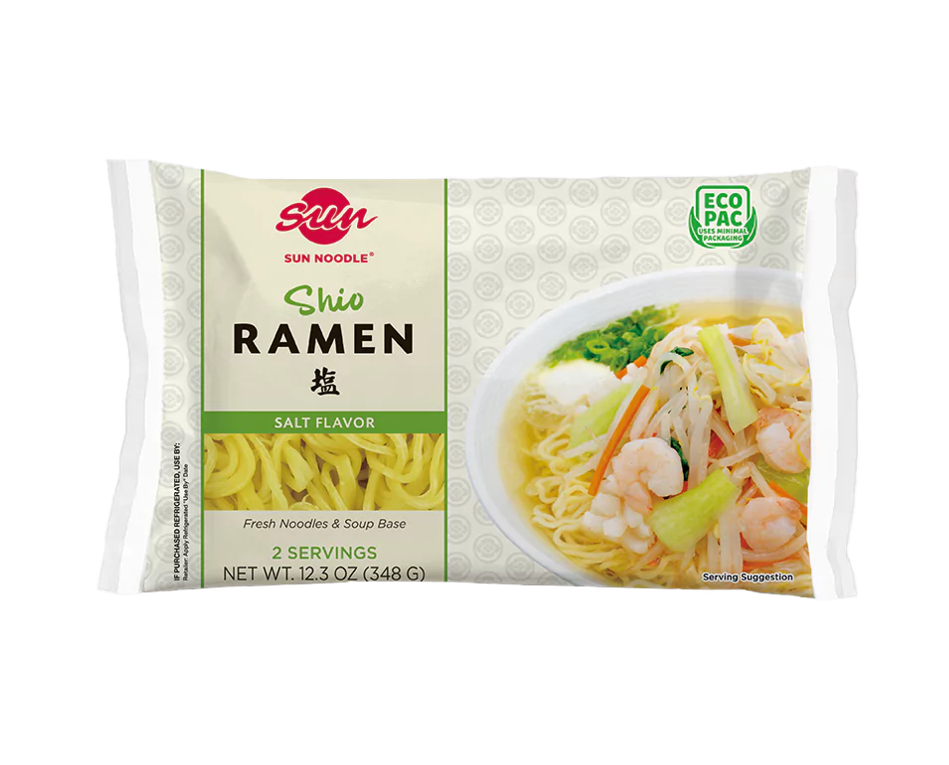 Front view of the shio ramen product on a transparent background