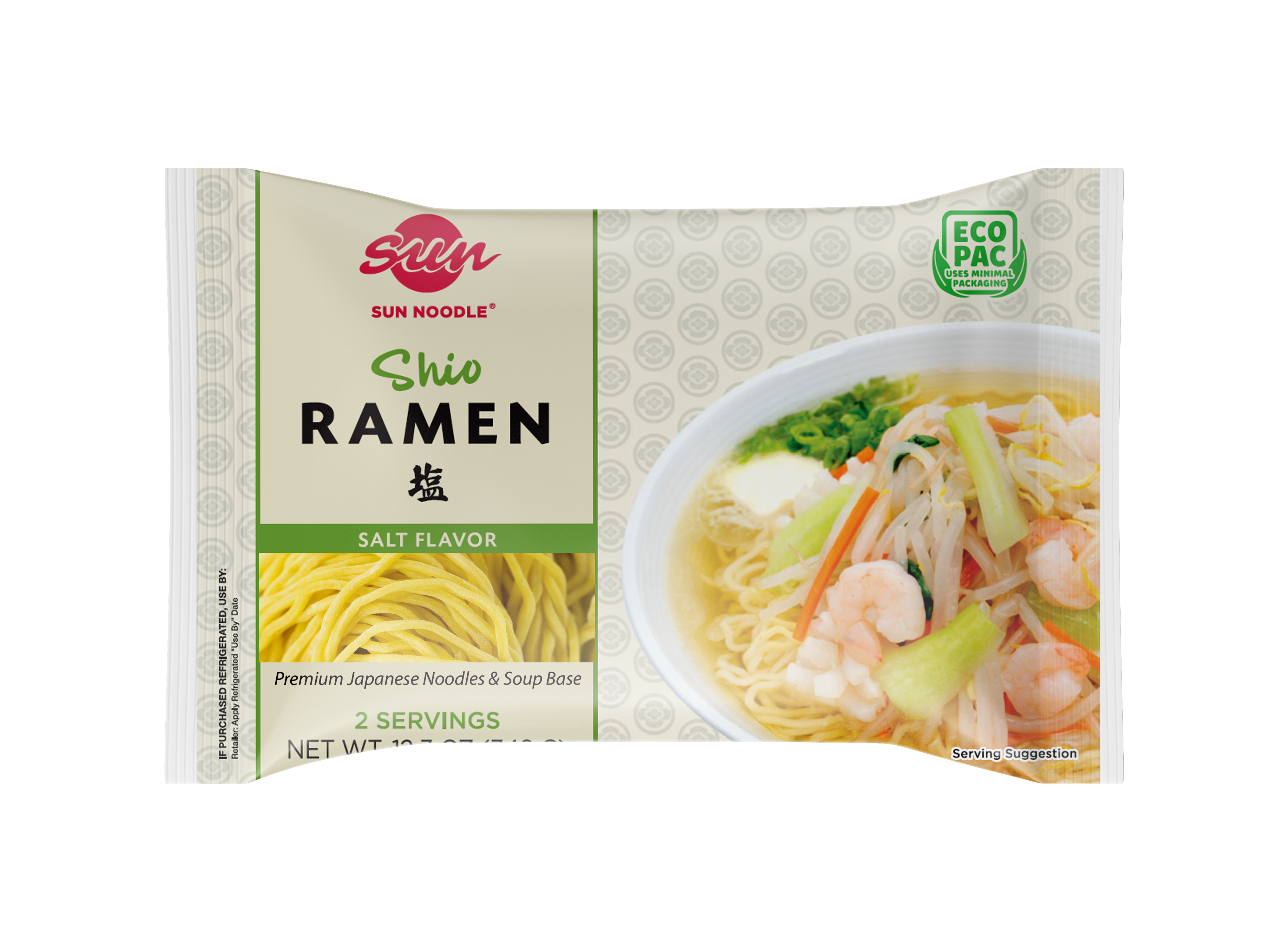 Front view of the shio ramen product on a transparent background