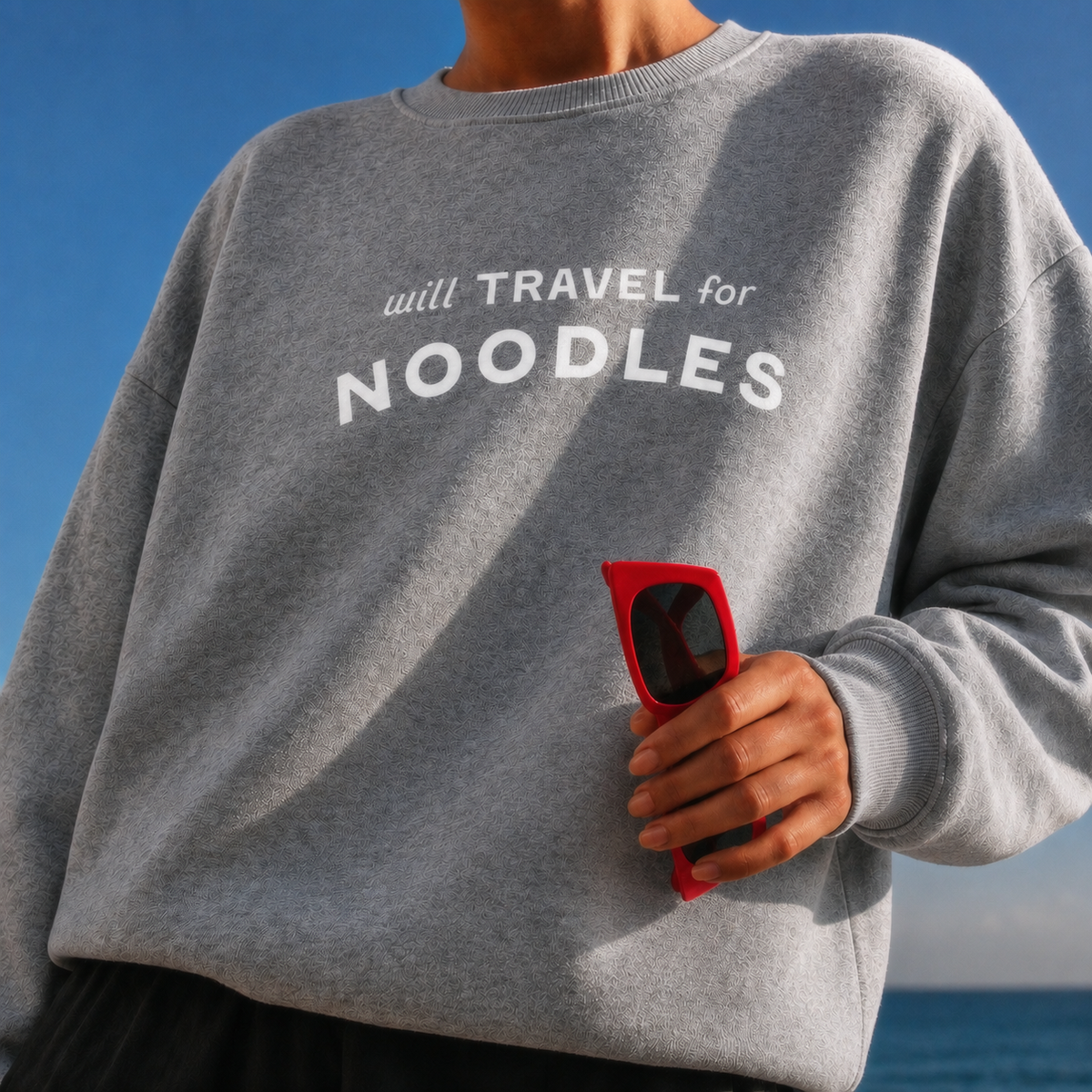 Front of the carbon grey crewneck sweatshirt 