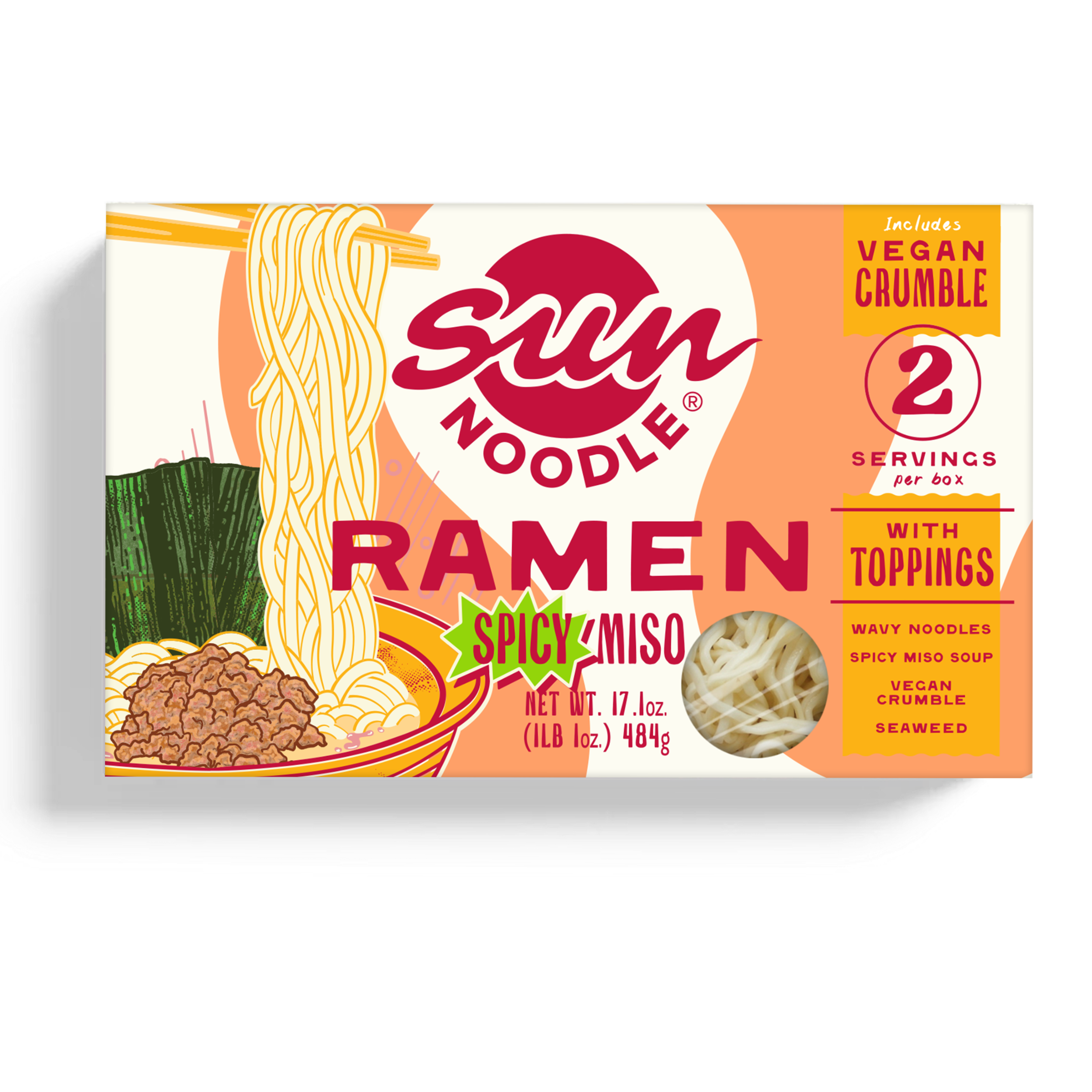 Front view of the Spicy Miso Ramen with Toppings kit on a transparent background