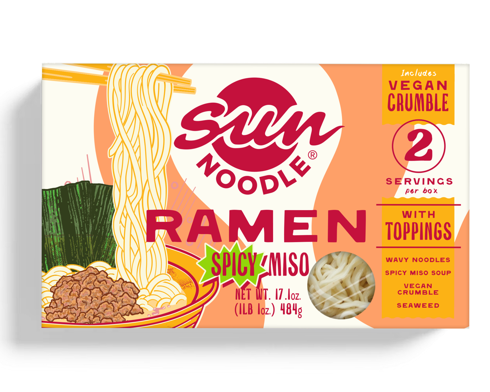 Front view of the Spicy Miso Ramen with Toppings kit on a transparent background