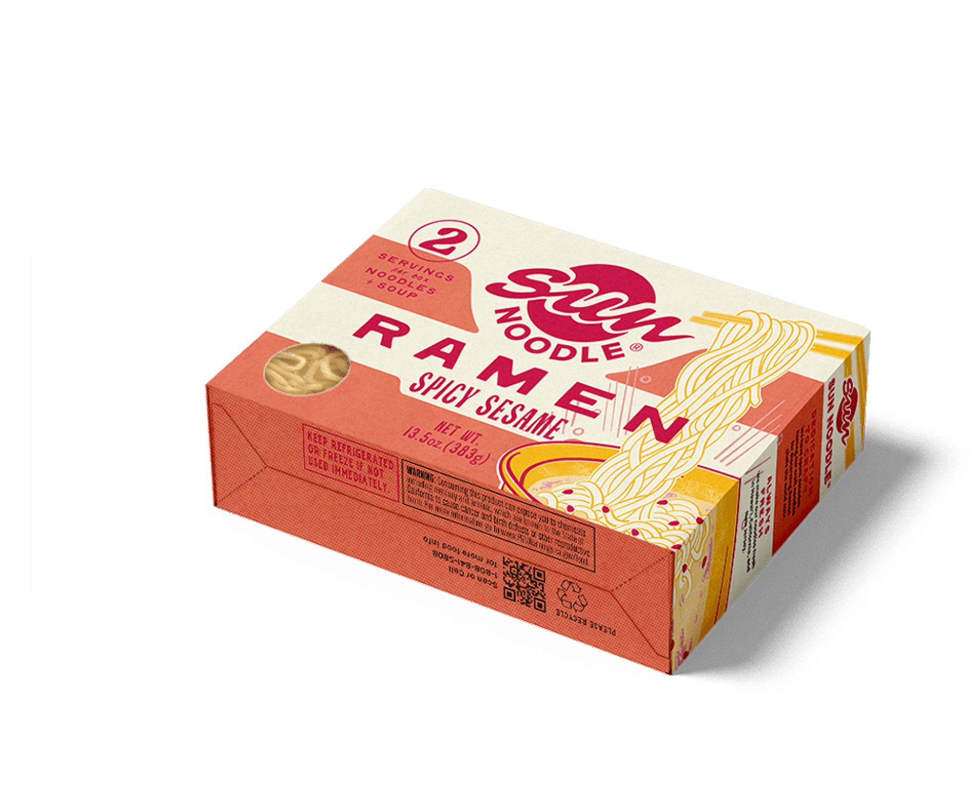 Angled view of the Spicy Sesame ramen product on a transparent background