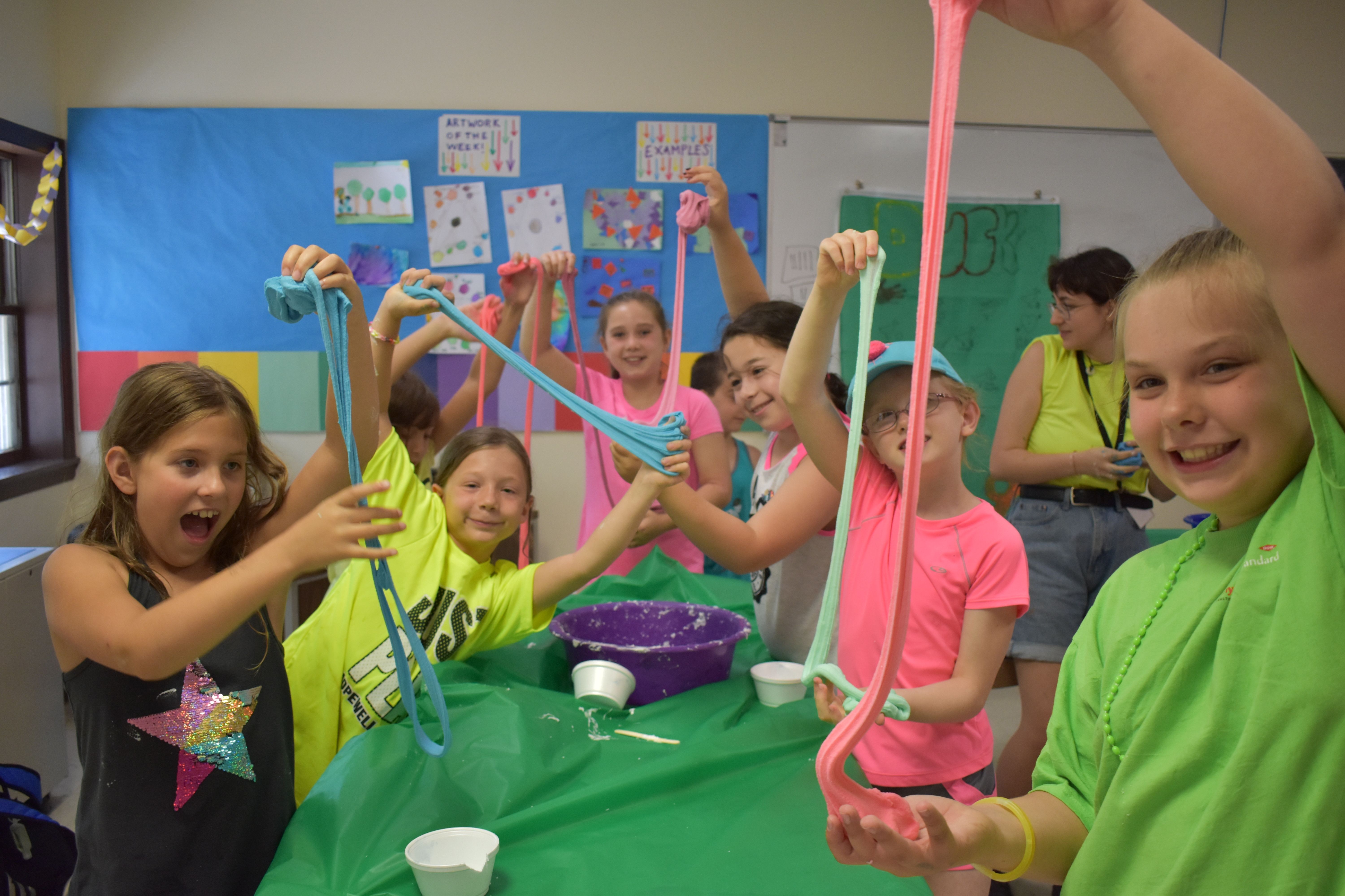 kids having fun with goop and slime at Rambling Pines Day Camp