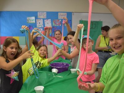 kids having fun with goop and slime at Rambling Pines Day Camp
