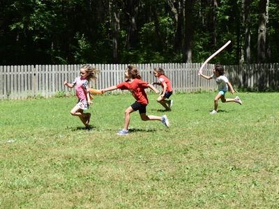 children playing tag at Rambling Pines Day Camp