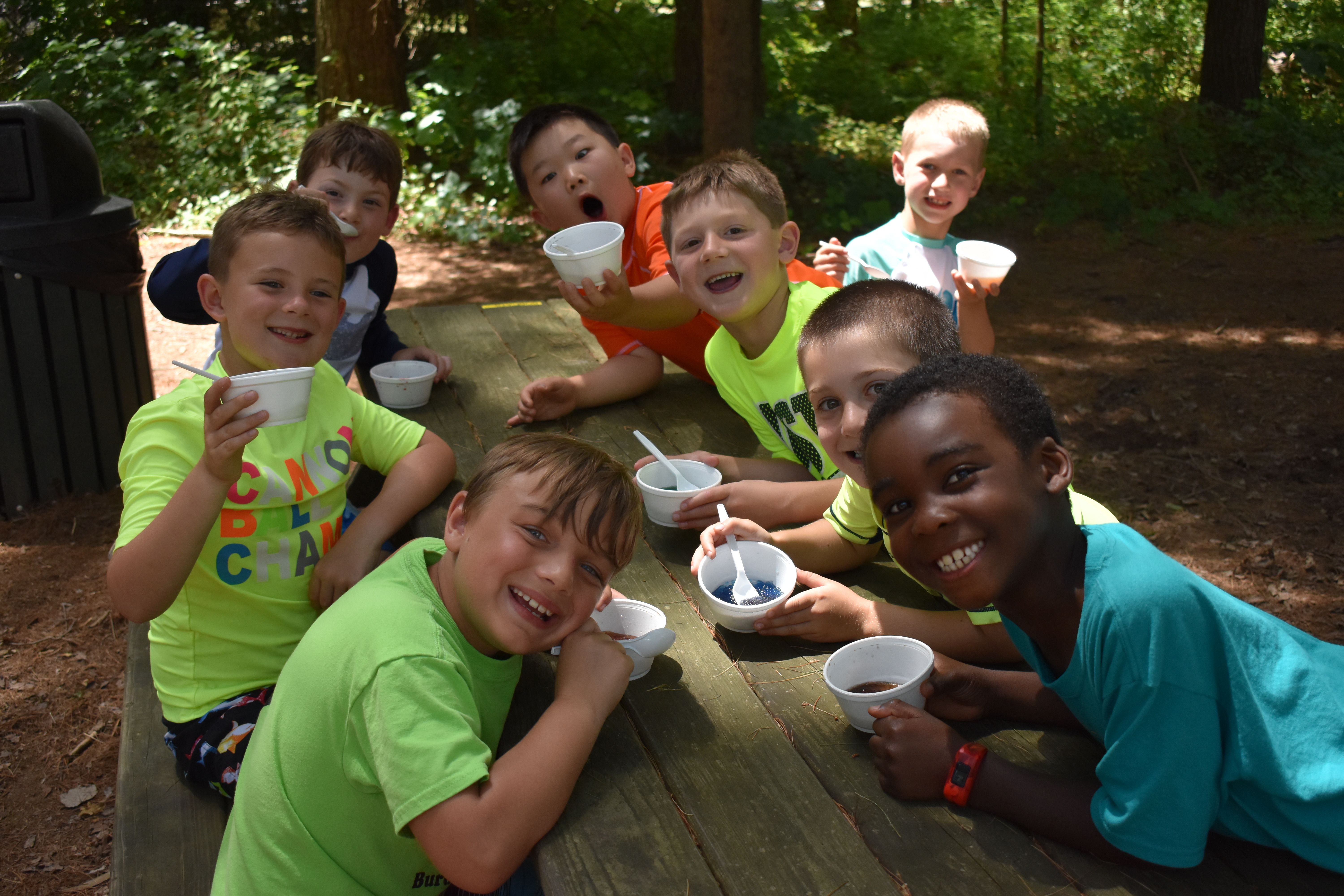 campers playing tetherball at Rambling Pines Day Camp