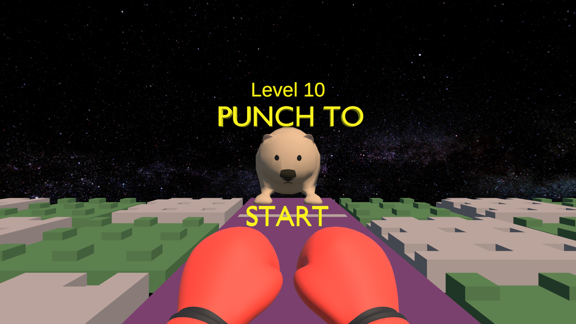 Screenshot of from the VR healthcare game Whack-a-Wombat.