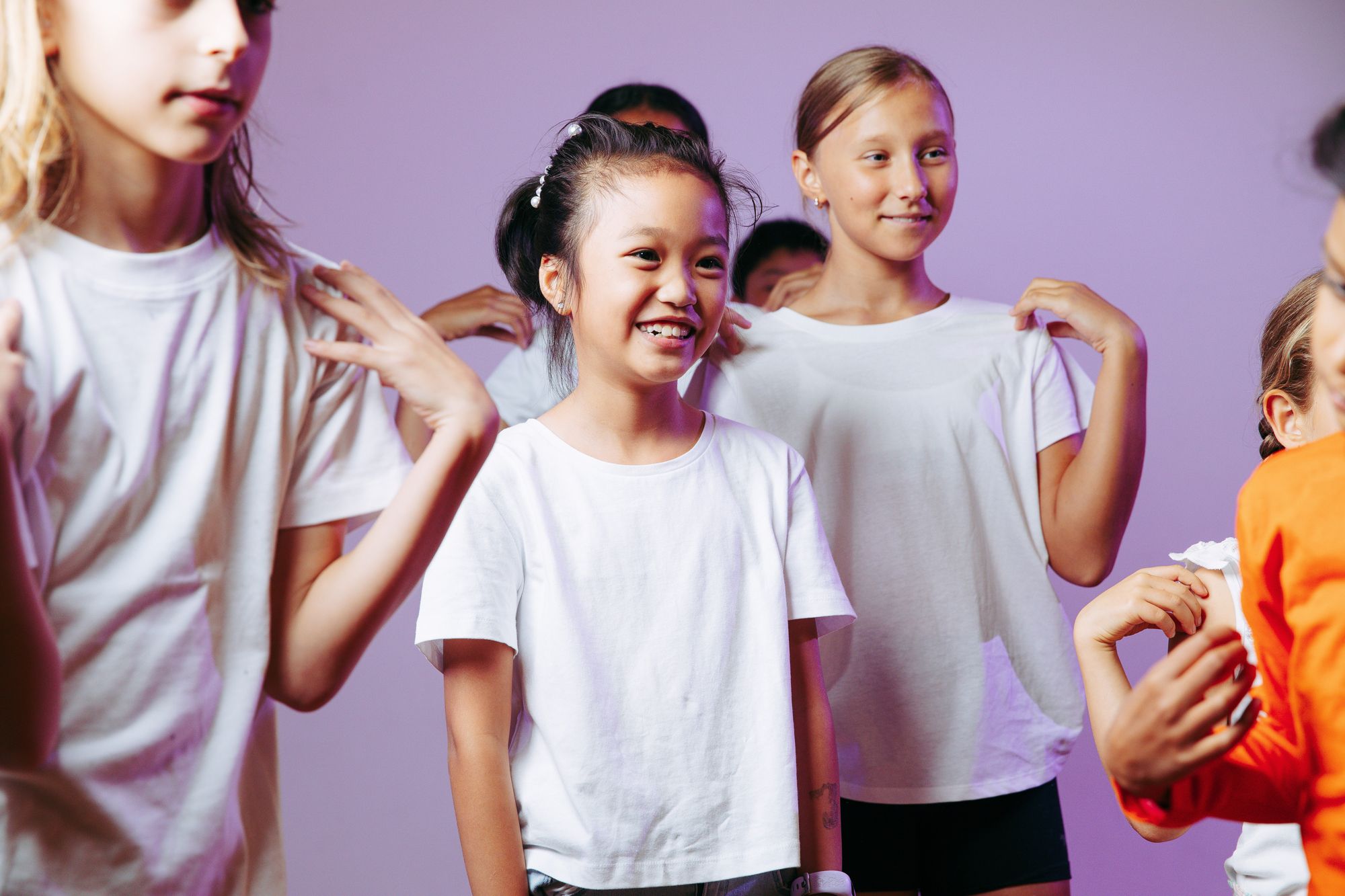 Children taking an acting class.